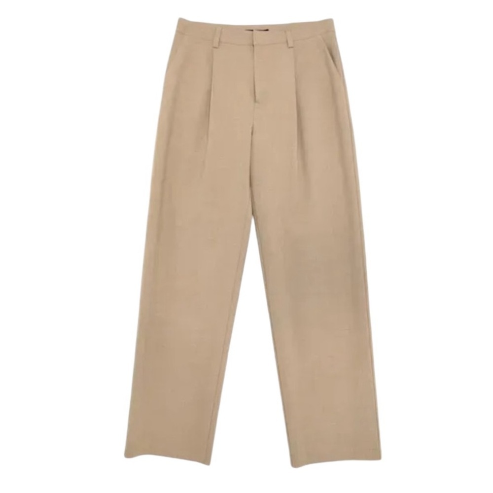OAK + FORT Pleated High Waisted Tan Pants Trousers